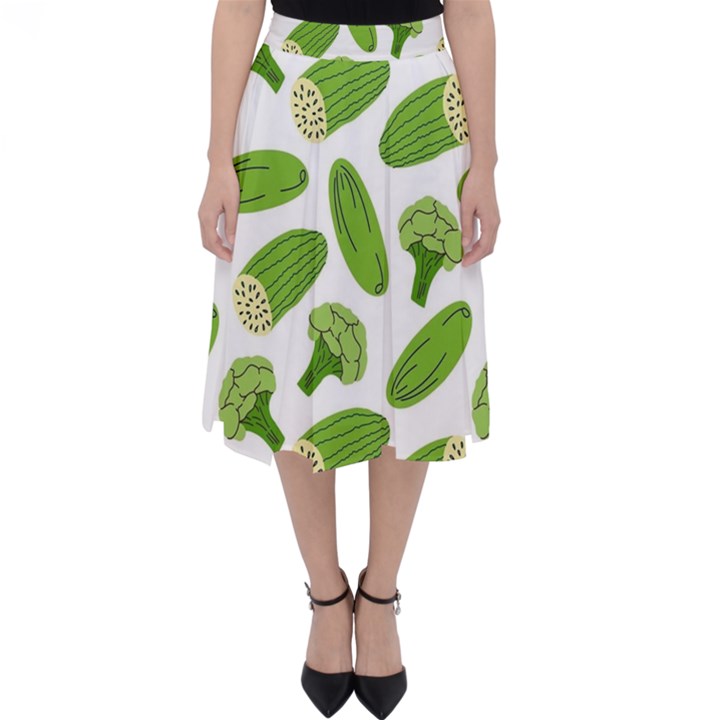 Vegetable Pattern With Composition Broccoli Classic Midi Skirt