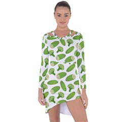 Vegetable Pattern With Composition Broccoli Asymmetric Cut-out Shift Dress by Grandong