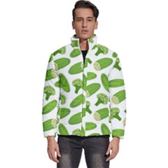 Vegetable Pattern With Composition Broccoli Men s Puffer Bubble Jacket Coat by Grandong