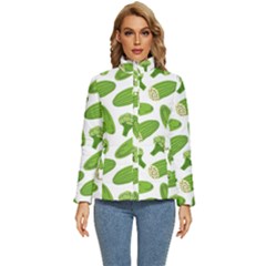 Vegetable Pattern With Composition Broccoli Women s Puffer Bubble Jacket Coat by Grandong