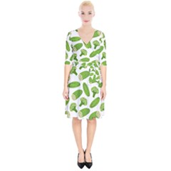 Vegetable Pattern With Composition Broccoli Wrap Up Cocktail Dress by Grandong