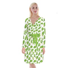 Vegetable Pattern With Composition Broccoli Long Sleeve Velvet Front Wrap Dress by Grandong