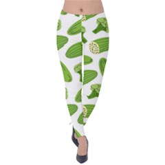 Vegetable Pattern With Composition Broccoli Velvet Leggings