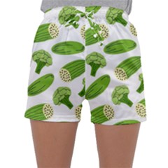 Vegetable Pattern With Composition Broccoli Sleepwear Shorts by Grandong