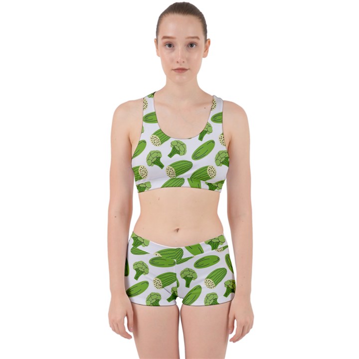 Vegetable Pattern With Composition Broccoli Work It Out Gym Set