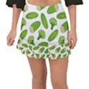 Vegetable Pattern With Composition Broccoli Fishtail Mini Chiffon Skirt View1