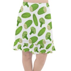 Vegetable Pattern With Composition Broccoli Fishtail Chiffon Skirt by Grandong