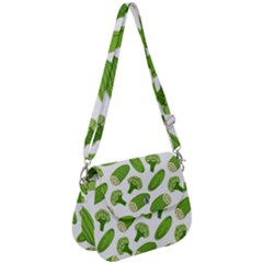 Vegetable Pattern With Composition Broccoli Saddle Handbag by Grandong