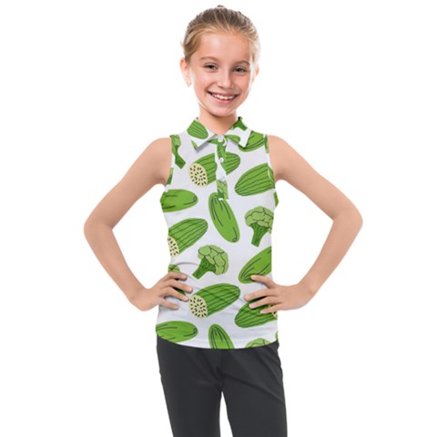 Vegetable Pattern With Composition Broccoli Kids  Sleeveless Polo Tee by Grandong