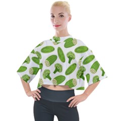 Vegetable Pattern With Composition Broccoli Mock Neck Tee by Grandong