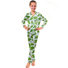 Vegetable Pattern With Composition Broccoli Kids  Satin Long Sleeve Pajamas Set by Grandong