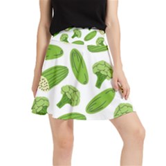 Vegetable Pattern With Composition Broccoli Waistband Skirt by Grandong