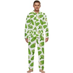 Vegetable Pattern With Composition Broccoli Men s Long Sleeve Velvet Pocket Pajamas Set by Grandong