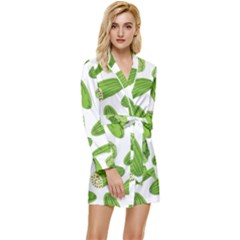 Vegetable Pattern With Composition Broccoli Long Sleeve Satin Robe by Grandong