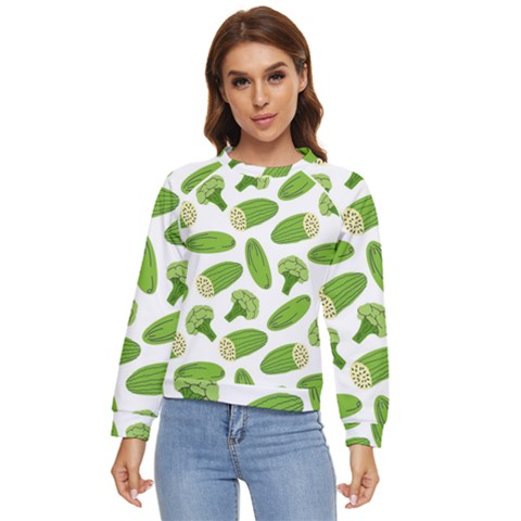 Vegetable Pattern With Composition Broccoli Women s Long Sleeve Raglan Tee by Grandong