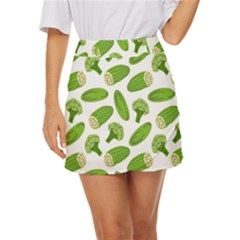 Vegetable Pattern With Composition Broccoli Mini Front Wrap Skirt by Grandong