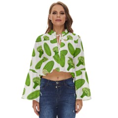 Vegetable Pattern With Composition Broccoli Boho Long Bell Sleeve Top by Grandong