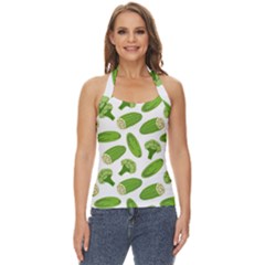 Vegetable Pattern With Composition Broccoli Basic Halter Top by Grandong