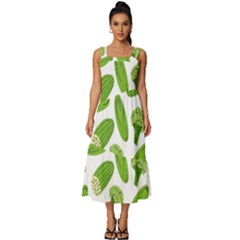 Vegetable Pattern With Composition Broccoli Square Neckline Tiered Midi Dress by Grandong