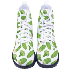 Vegetable Pattern With Composition Broccoli Men s High-top Canvas Sneakers