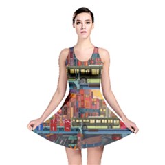 The City Style Bus Fantasy Architecture Art Reversible Skater Dress