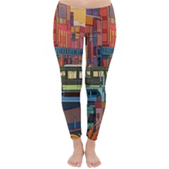 The City Style Bus Fantasy Architecture Art Classic Winter Leggings by Grandong