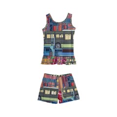 The City Style Bus Fantasy Architecture Art Kids  Boyleg Swimsuit by Grandong