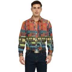 The City Style Bus Fantasy Architecture Art Men s Long Sleeve  Shirt by Grandong