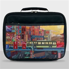 The City Style Bus Fantasy Architecture Art Lunch Bag by Grandong