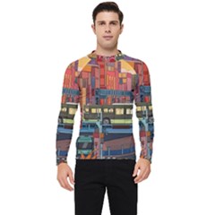 The City Style Bus Fantasy Architecture Art Men s Long Sleeve Rash Guard by Grandong