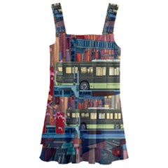 The City Style Bus Fantasy Architecture Art Kids  Layered Skirt Swimsuit by Grandong