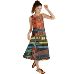 The City Style Bus Fantasy Architecture Art Summer Maxi Dress by Grandong