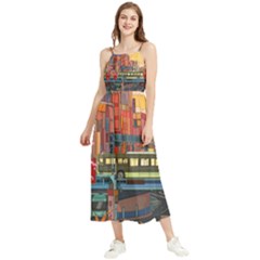 The City Style Bus Fantasy Architecture Art Boho Sleeveless Summer Dress by Grandong