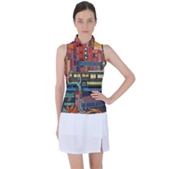 The City Style Bus Fantasy Architecture Art Women s Sleeveless Polo Tee by Grandong