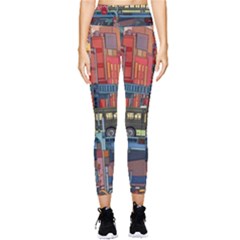 The City Style Bus Fantasy Architecture Art Pocket Leggings  by Grandong