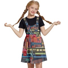 The City Style Bus Fantasy Architecture Art Kids  Apron Dress by Grandong