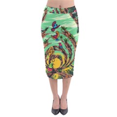 Monkey Tiger Bird Parrot Forest Jungle Style Midi Pencil Skirt by Grandong