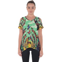 Monkey Tiger Bird Parrot Forest Jungle Style Cut Out Side Drop Tee by Grandong