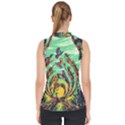 Monkey Tiger Bird Parrot Forest Jungle Style Mock Neck Shell Top View2