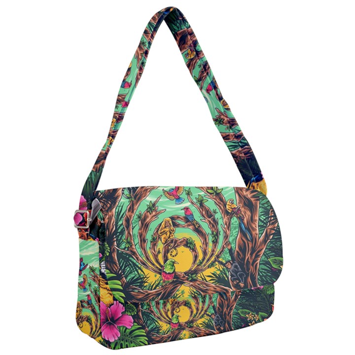 Monkey Tiger Bird Parrot Forest Jungle Style Courier Bag