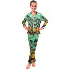 Monkey Tiger Bird Parrot Forest Jungle Style Kids  Satin Long Sleeve Pajamas Set by Grandong