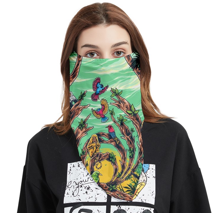 Monkey Tiger Bird Parrot Forest Jungle Style Face Covering Bandana (Triangle)