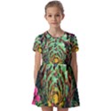 Monkey Tiger Bird Parrot Forest Jungle Style Kids  Short Sleeve Pinafore Style Dress View1