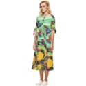 Monkey Tiger Bird Parrot Forest Jungle Style Bow Sleeve Chiffon Midi Dress View2