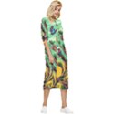 Monkey Tiger Bird Parrot Forest Jungle Style Bow Sleeve Chiffon Midi Dress View3