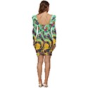 Monkey Tiger Bird Parrot Forest Jungle Style Women Long Sleeve Ruched Stretch Jersey Dress View4