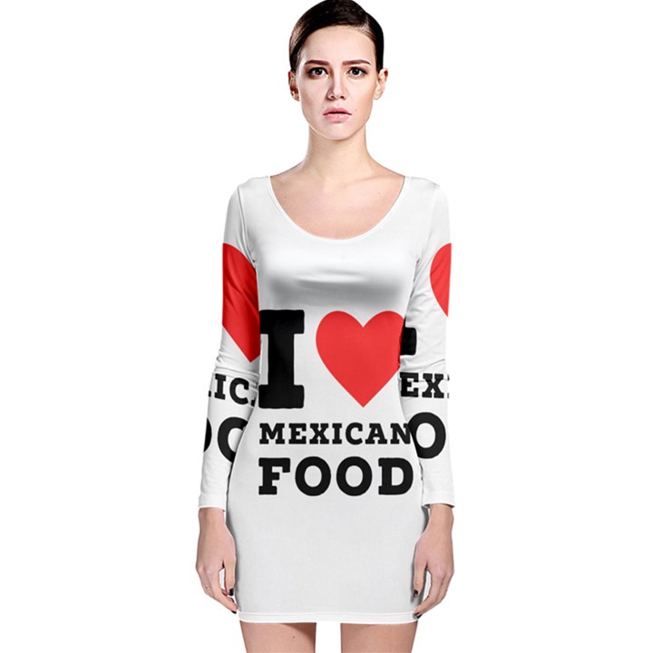 I love Mexican food Long Sleeve Velvet Bodycon Dress