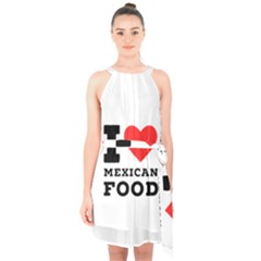 I Love Mexican Food Halter Collar Waist Tie Chiffon Dress by ilovewhateva