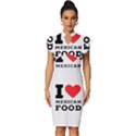 I love Mexican food Vintage Frill Sleeve V-Neck Bodycon Dress View1