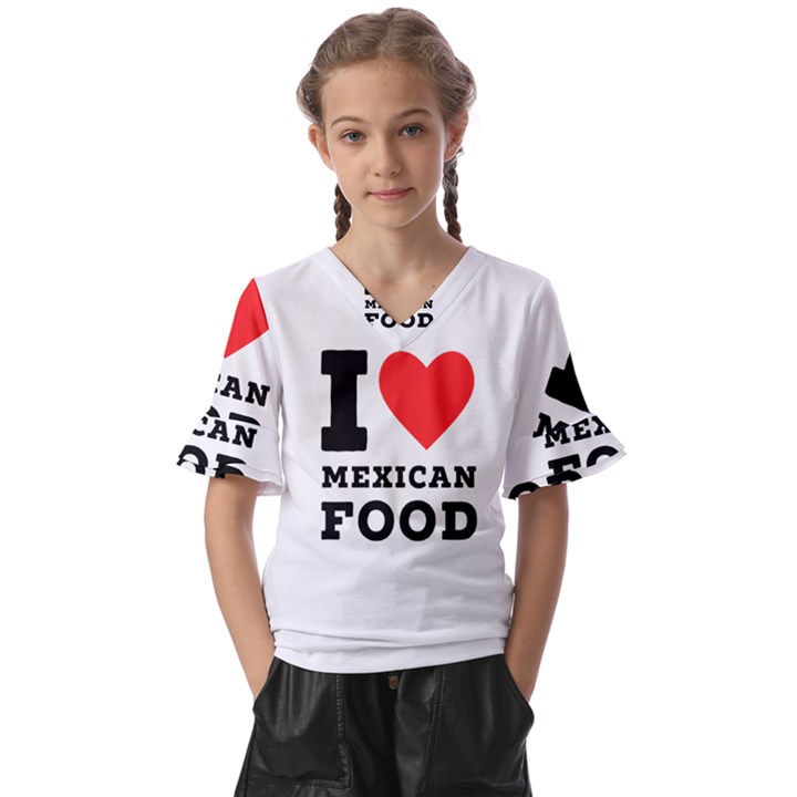 I love Mexican food Kids  V-Neck Horn Sleeve Blouse